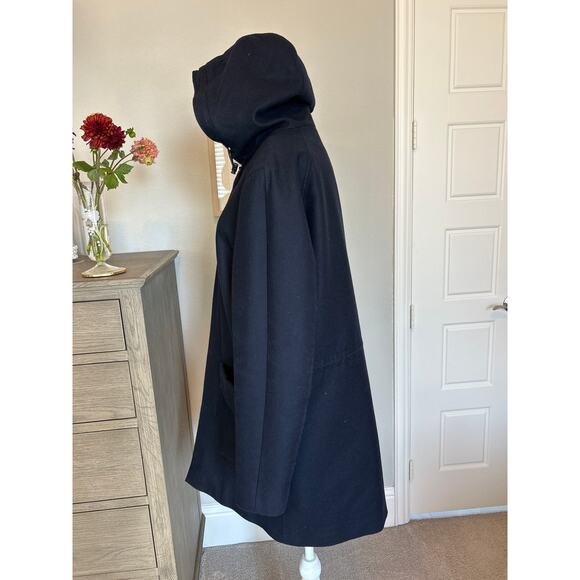 COS | Navy Blue Wool Blend Hooded Parka Coat | 38R - Picture 7 of 14